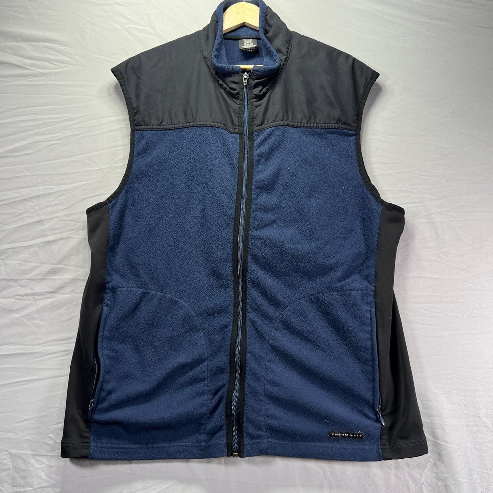 Vintage Nike Golf Vest Mens Large Navy Blue Therma Fit Gray Tag Tiger Woods 90s